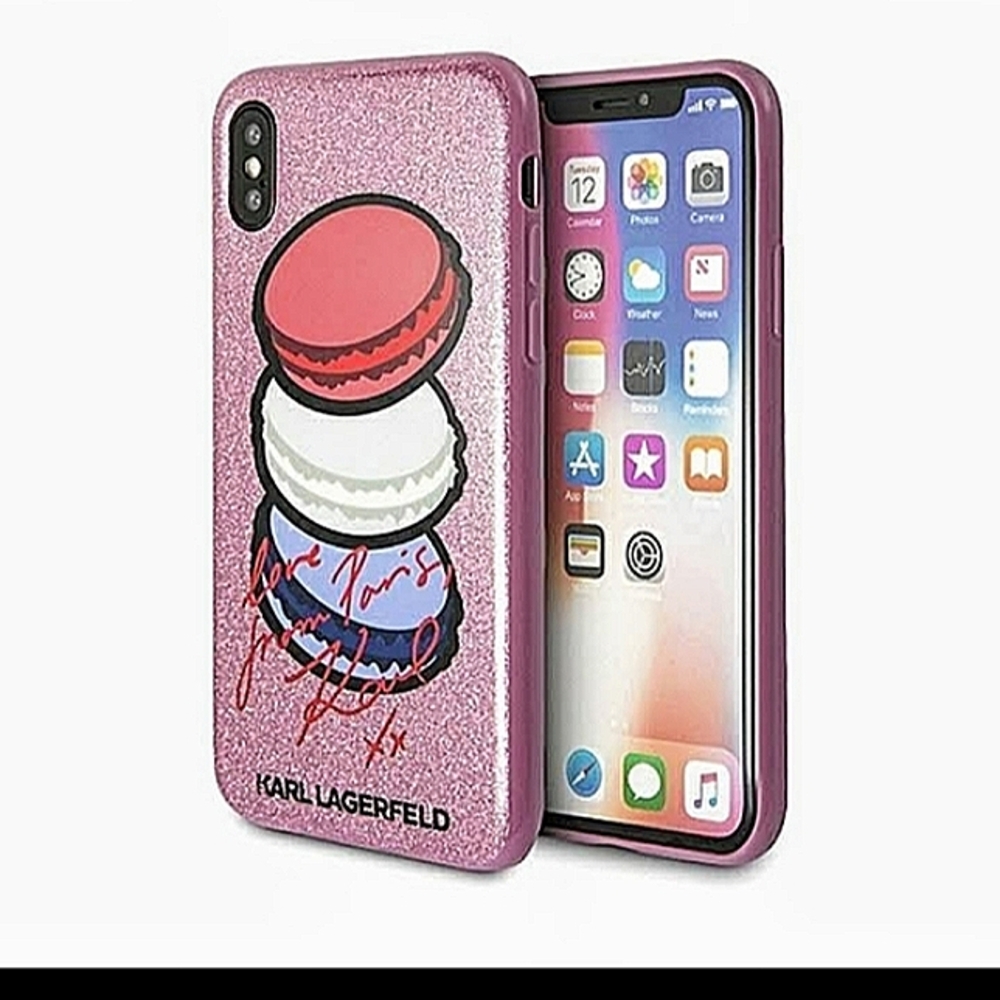 Karl Lagerfeld Pink Glitter iPhone X Case